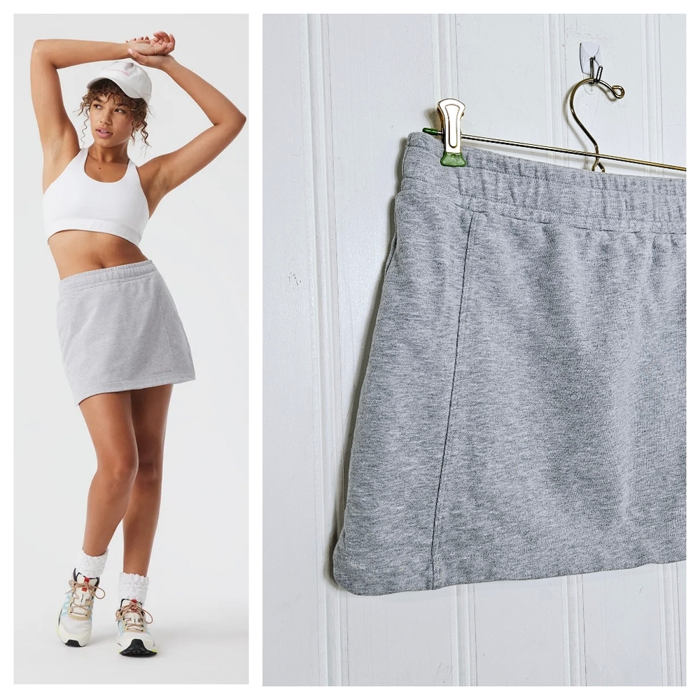 Outdoor Voices Organic Cotton Terry Skirt Gray Drawstring Athleisure S
